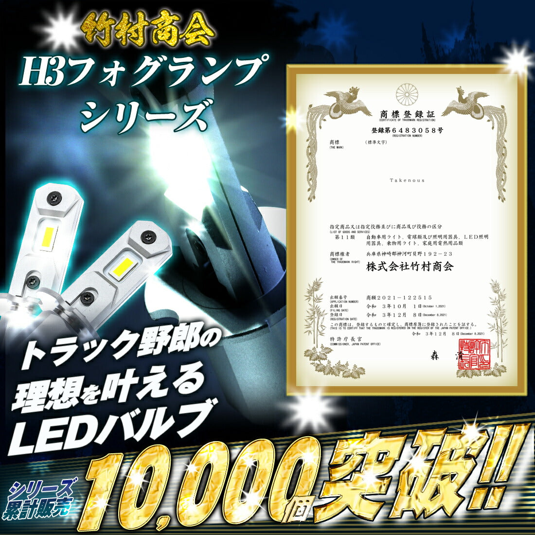 H3 フォグランプ用 LEDバルブ(take145)
