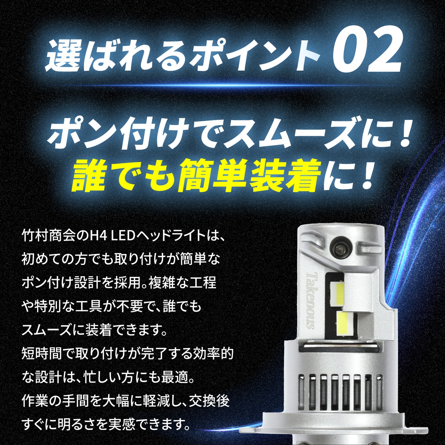 H4ヘッドライト専用LEDバルブ(take168)