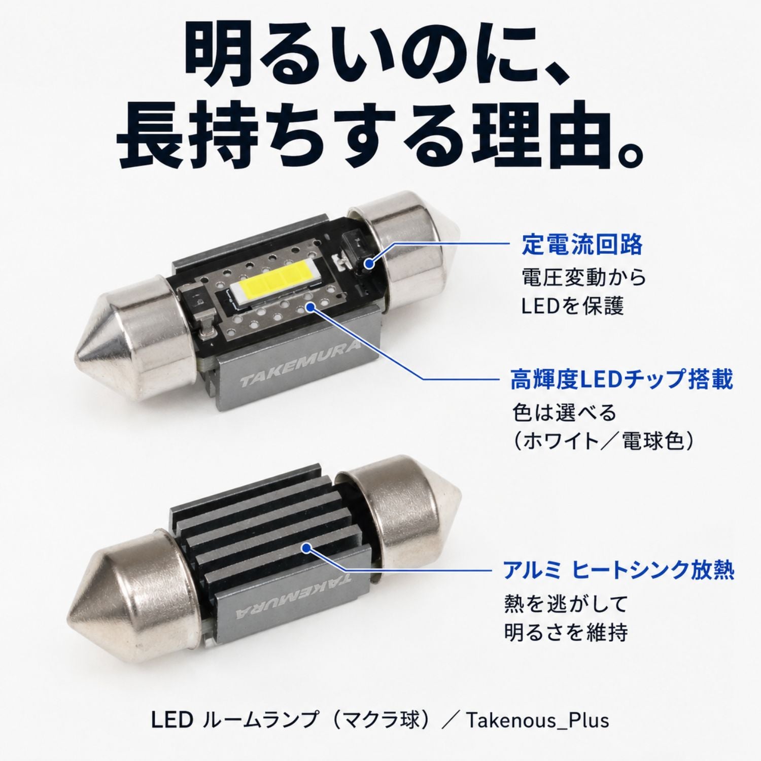 竹村商会 】LEDルームランプ マクラ球 T8×28mm T10×31mm 36mm 39mm