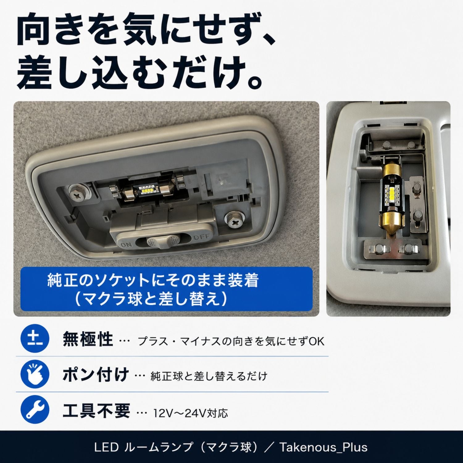 竹村商会 】LEDルームランプ マクラ球 T8×28mm T10×31mm 36mm 39mm