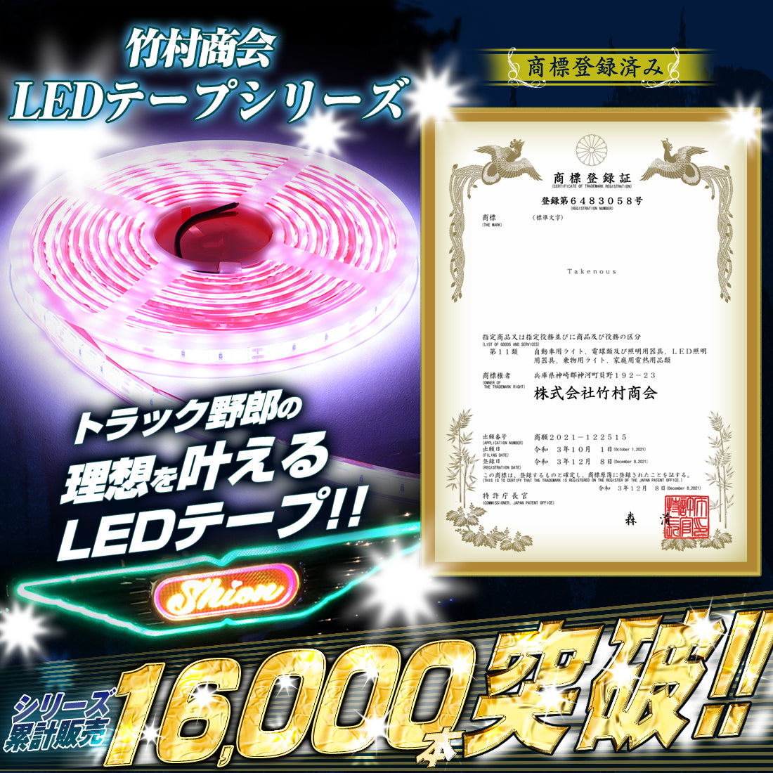 24v専用 LEDテープ 最強防水タイプ  1m 2m 3m (take159)