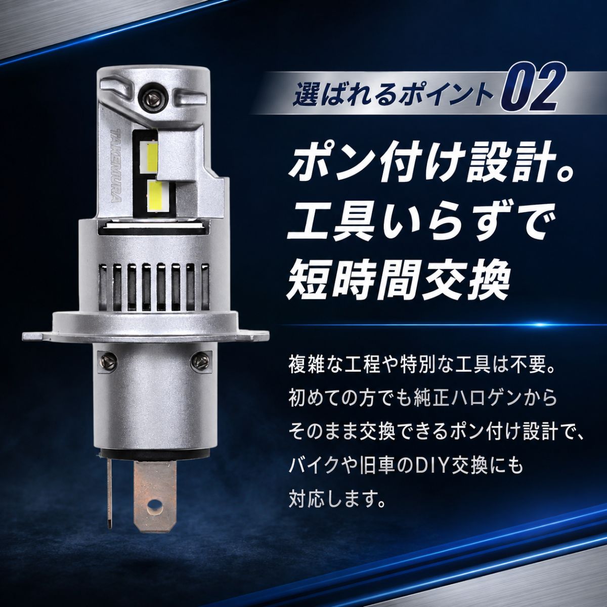 H4ヘッドライト専用LEDバルブ(take168)
