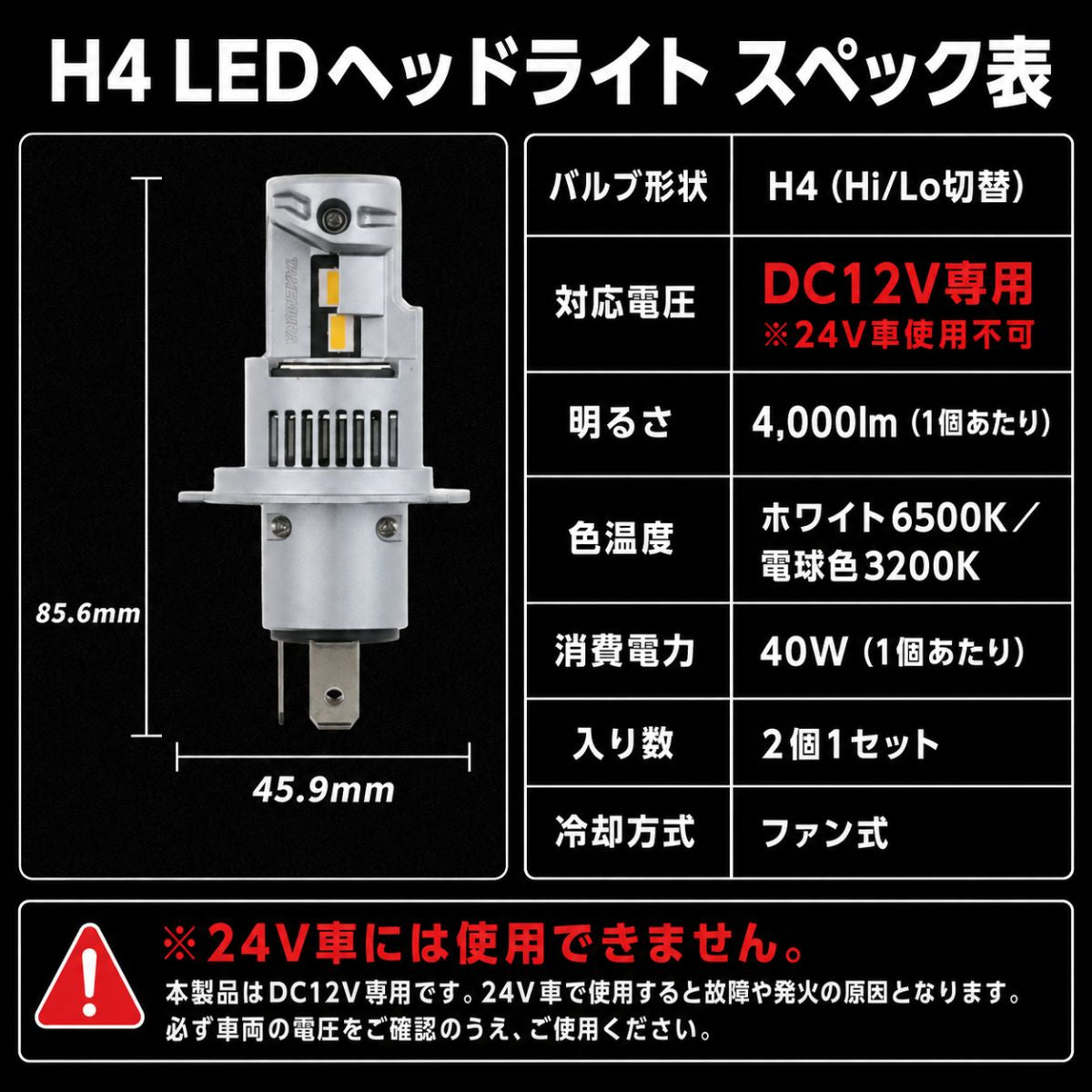 H4ヘッドライト専用LEDバルブ(take168)