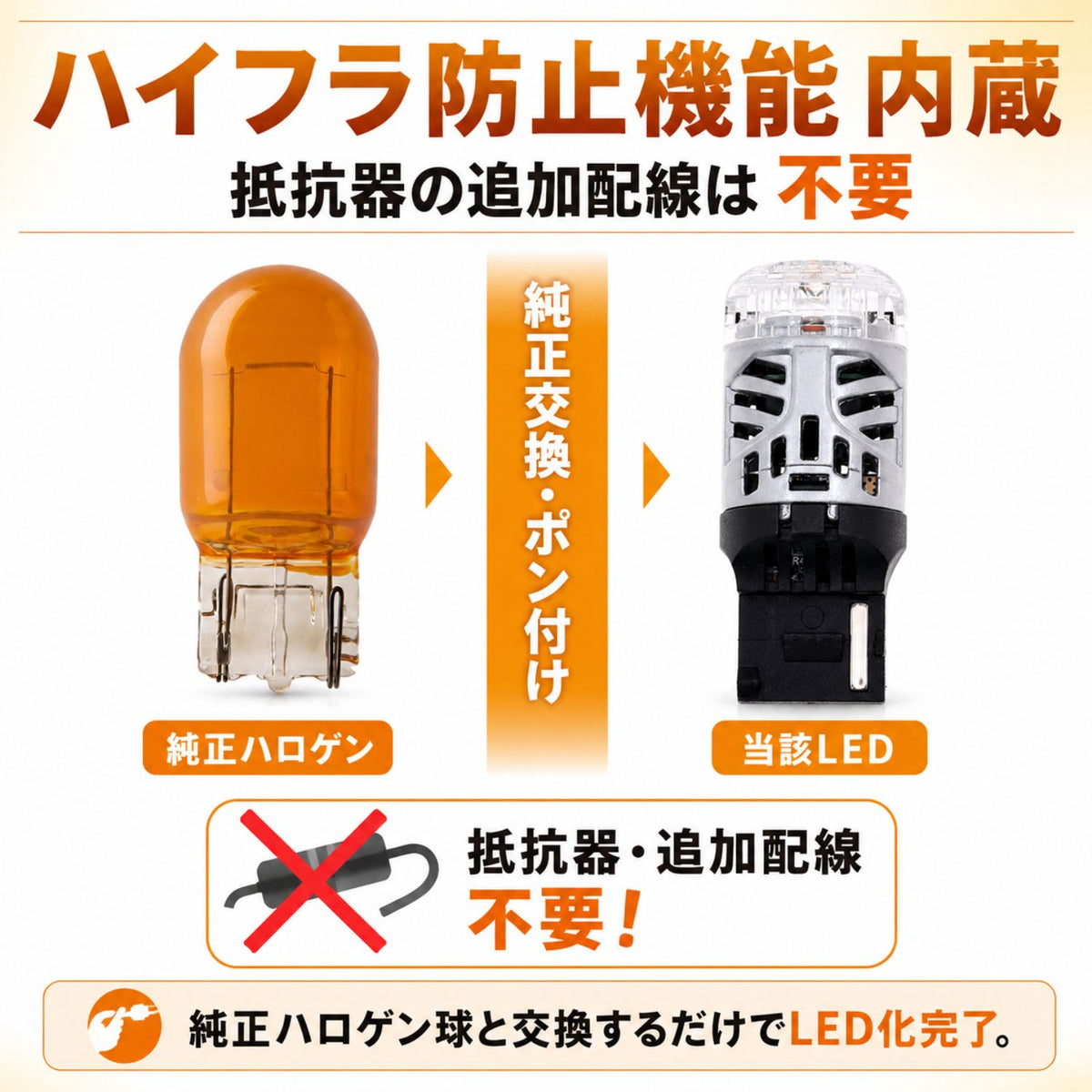 12v専用抵抗内蔵ウインカー専用バルブ2個入り(take194)