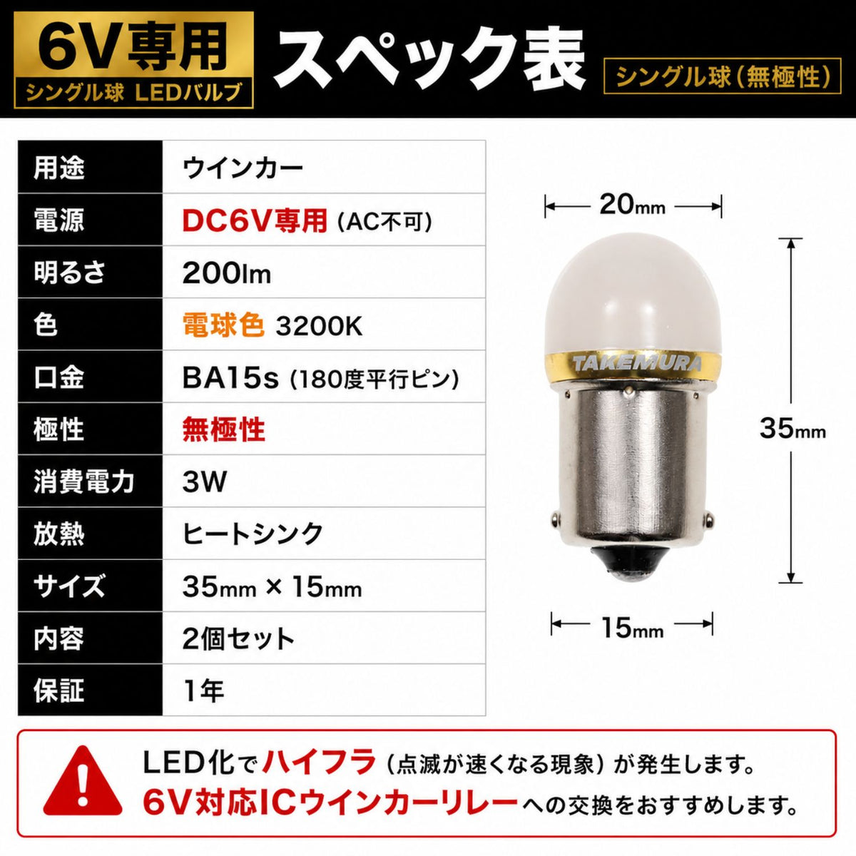 6v専用ルミナスルーセントバルブ(take62)